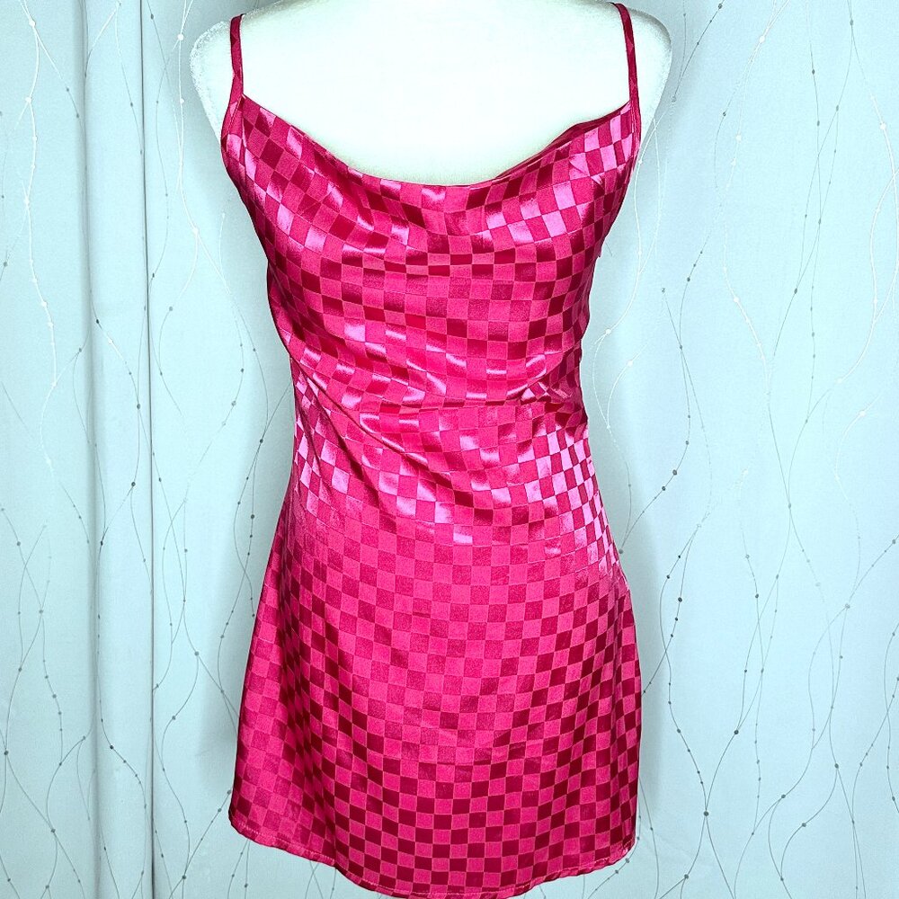 The Copper Closet Dark Pink Spaghetti Strap  Mini Dress.